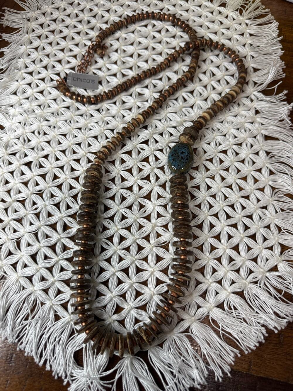 Brown Wood Beaded Necklace